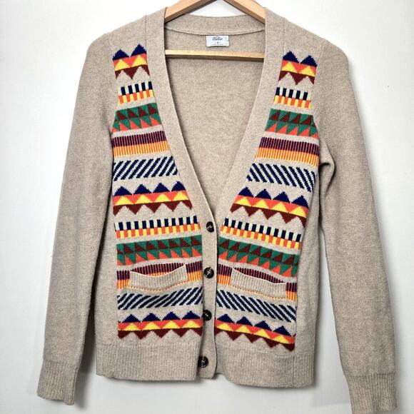 Madewell Wallace 100% Merino Wool Aztec Pattern Sweater Cardigan Size Small - Picture 1 of 9